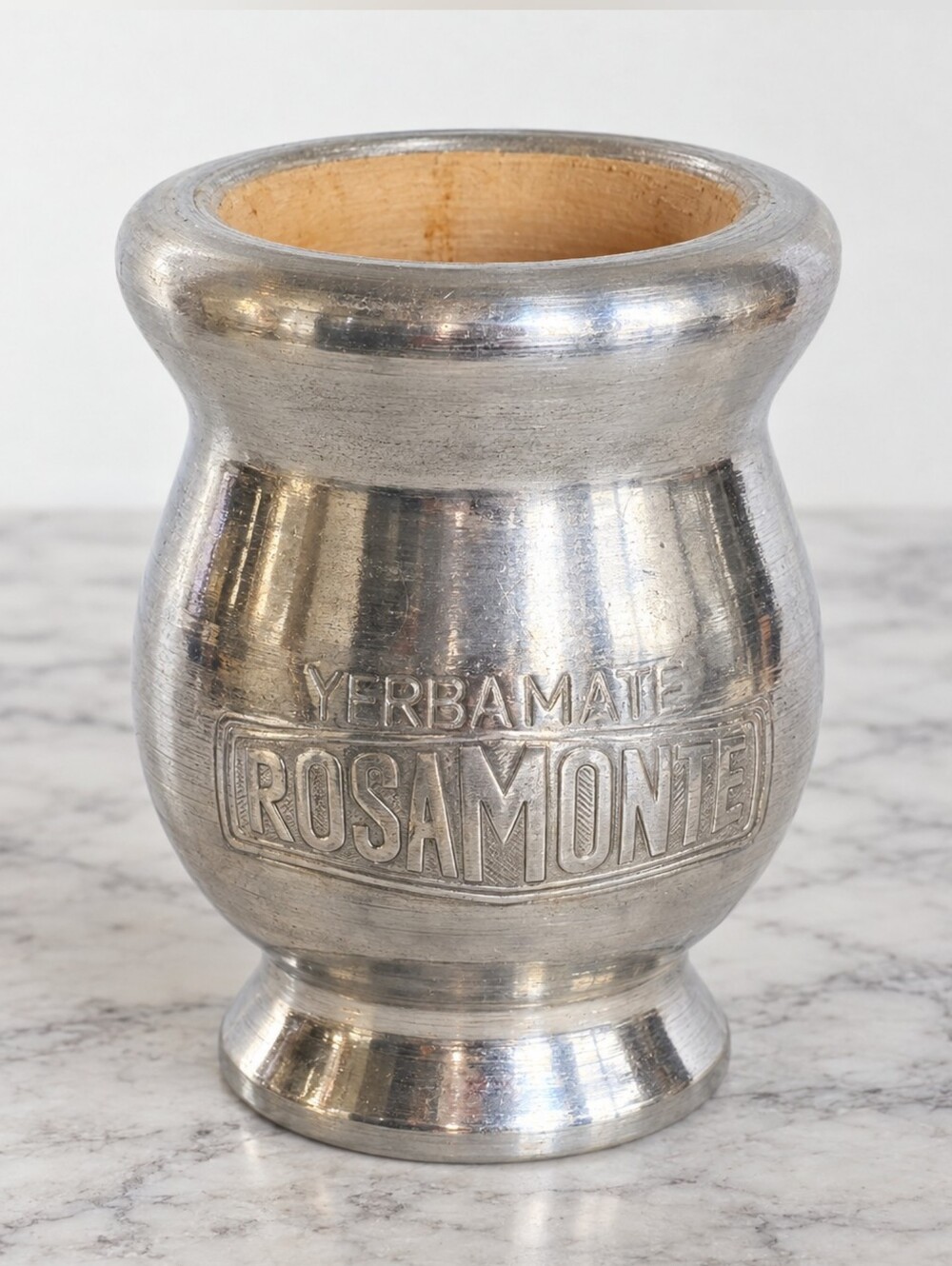 Rosamonte Yerba Mate Cup Argentina Wood Aluminum Gourd IND ARG Traditional